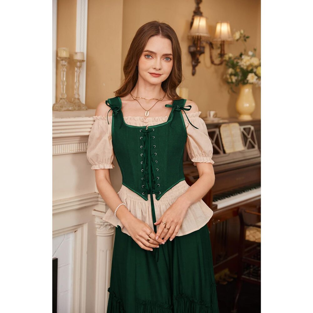 6746 Plus Size Renaissance Bustier Tops Corset Tops Overbust Bustier Forest View 5